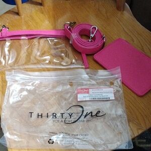 Thirty-One Transparent and Pink Crossbody Set